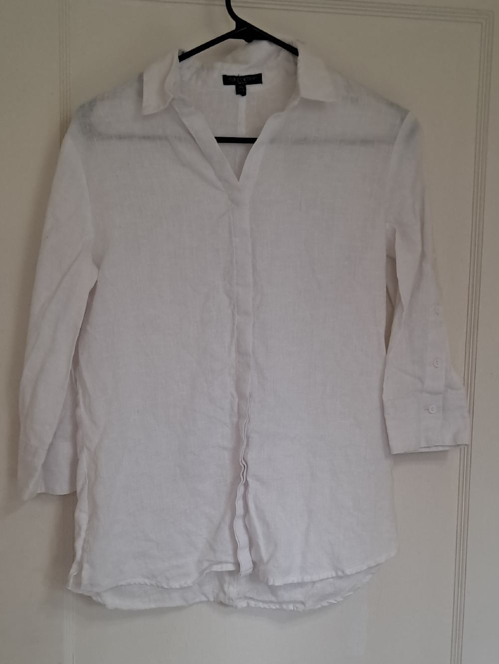For Cynthia White linen shirt button up long sleeves women Petite Small
